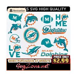 High Quality Miami Dolphins Bundle Svg Logo - Instant Download, N-F-L Logo Svg