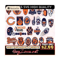 High-Quality Chicago Bears Svg Bundle, Perfect Cutting Files For N--F--L Football Teams