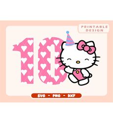 Birthday Svg | Kawaii Kitty Svg | Birthday Girl Png | Kawaii Kitty Birthday Png | Kitty Pack | Cricut File | Layered Files | Svg, Png, Dxf
