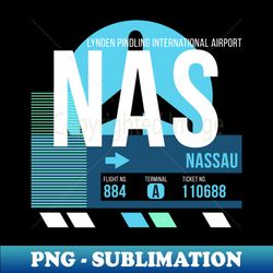 Nassau NAS Airport Code Baggage Tag - Instant PNG Sublimation Download - Boost Your Success with this Inspirational PNG Download