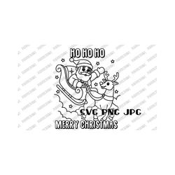 Ho Ho Ho Merry Christmas Santa Coloring SVG, Coloring page, digital image, instant download svg png jpg