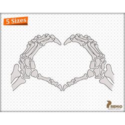 Skeleton Hands Embroidery Design, Skull Skeleton Hand Heart Embroidery Design, Skeleton Machine Embroidery Design - Digi