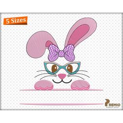 Easter Girl Monogram Embroidery Designs, Bunny Monogram Machine Embroidery Patterns, Easter Bunny with Glasses Digital E