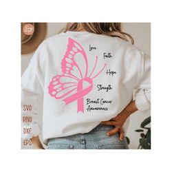 Breast Cancer Svg, Butterfly Ribbon Svg, Cancer Ribbon Svg, Cancer Svg, Awareness Ribbon Svg, Cancer Awareness Svg, Breast Cancer Shirt