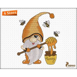 Honey Gnome Embroidery Designs, Sunflower Bee  Gnome Machine Embroidery Files, Honeycomb Bee Gnome Embroidery Designs -