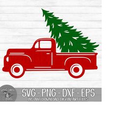Christmas Truck & Tree - Instant Digital Download - svg, png, dxf, and eps files included! Vintage Truck, Christmas Tree