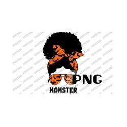 Momster Afro Bun PNG for Sublimation, Happy Halloween, Clip Art, Woman, instant download PNG