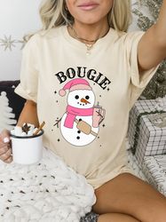 Bougie Snowman T-shirt, Boojee Snowman Shirt, Boojee Stanley Tumbler Belt Bag Shirt, Christmas Holiday T-shirt