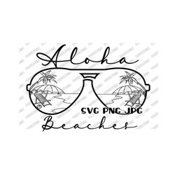 Aloha Beaches SVG, Beach, Palm Trees, Vacay, Vacation, Tropical, Hawaii, cut file instant download svg png jpg