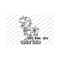 Tree Rex SVG, Christmas, Cartoon, Funny, Kids design, Coloring svg, dinosaur instant donwload svg png jpg