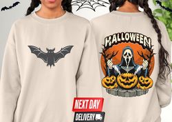 Bat Ghost Halloween Sweatshirt and Hoodie, Halloween Pumpkin Hoodie, Bat Sweatshirt
