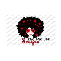 Scorpio Afro Woman SVG, Afro Woman, Black Woman, Zodiac, Birthday, Sublimation, Instant Download, svg png jpg