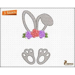 Happy Easter Bunny Monogram Digital Embroidery Machine Design, Easter Flower Bunny Embroidery Design, Bunny Ears Monogra