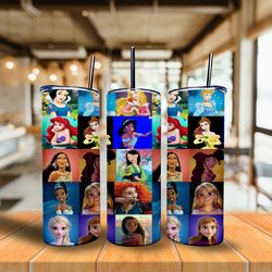 Princess Disney Tumbler Wrap, 3D Cartoon Tumbler Wrap, 20oz Skinny Tumbler Designs 100
