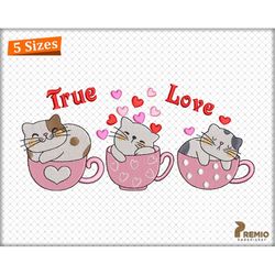 Valentines Cats Embroidery Design, Valentine Embroidery Design For Machines, Valentine's Day Embroidery, Cat Love Digita