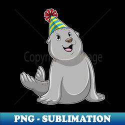 seal with party hat party - artistic sublimation digital file - bold & eye-catching