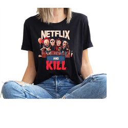 Halloween Shirts, Horror Movie Characters, Michael Myers TShirt, Halloween Gifts, The Scream Shirt, Netflix and Chill T-
