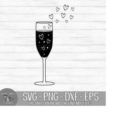 Champagne Glass - Instant Digital Download - svg, png, dxf, and eps files included! New Years, Wedding, Hearts