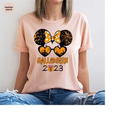 Minnie Mouse Girls Shirts, Halloween Womens Clothing, Gifts for Her, Pumpkin Graphic Tees, Ladies Vneck TShirt, Famil Di