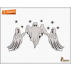 Cute Ghost Halloween Embroidery Designs, Spooky Flying Ghost Embroidery Machine Files, Halloween Ghost Digitizing Embroi