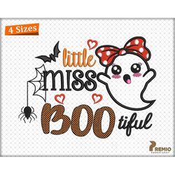 Little Miss BooTiful Embroidery Design, Cute Ghost BOO Embroidery Design, Halloween Boo Machine Embroidery, Embroidery H