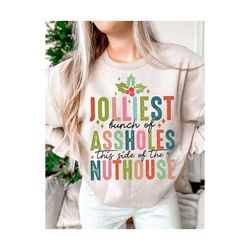 Jolliest Bunch of Assholes, Funny Christmas Shirt PNG SVG, Retro Griswold Christmas Sublimation DTF Design, Christmas Vacation Screen Print