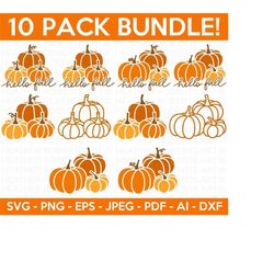 Hello Fall Pumpkins SVG Bundle, Pumpkin SVG, Pumpkin Vector, Fall Svg, Pumpkin Shirt svg, Fall Clipart, Autumn Clipart, Cut File for Cricut