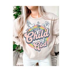Christian PNG Design, Child Of God PNG, Trendy Christian Design Png, Retro Kids Shirt Design, Groovy Floral Quote, Trendy Girls Shirt Png