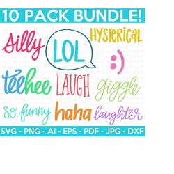 funny words svg bundle, funny svg, silly svg, chat bubble svg, laugh svg, laughter svg, hysterical svg, cut files for cricut, silhouette