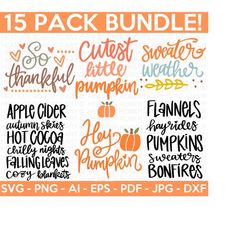 Fall SVG Bundle, Fall SVG, Autumn Svg, Thanksgiving Svg, Fall Svg Designs, Fall Sign, Autumn Bundle Svg, Cut File Cricut, Silhouette, PNG
