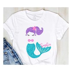 Mermaid SVG, Mermaid Monogram Svg, Cute Mermaid Svg, Mermaid Birthday Girl SVG, Sea Beach SVG, Cricut, Silhouette Cut Fi