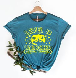 Level 13 Unlocked Official Teenager Shirt Png, 13th Birthday Party Shirt Png, Cute teenage birthday  Youth Shirt Png Bir