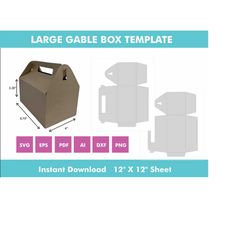 large gable box template, gable box svg, gift box svg, favor box svg, wedding favor, box template, silhouette cut files