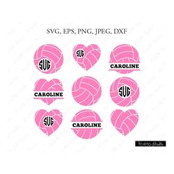 volleyball svg, volleyball monogram, volleyball clipart, volleyball split svg, svg files, cricut, silhouette cut files