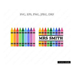 Crayon SVG, Crayon Monogram Svg, School Svg, Teacher Svg,  Crayon Clipart, Pencil cut files, SVG Files, Cricut, Silhouet