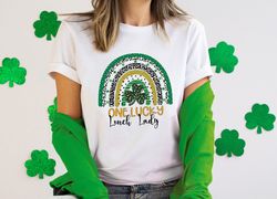 One Lucky Lunch Lady St. Pattys Shirt Png, St. Patricks Day Rainbow Shirt Png, Irish Lunch Lady Shirt Png, Lucky Green L
