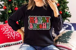 Retro Merry and Bright Shirt Png, Christmas Season Lover TShirt Png, Family Christmas TShirt Png, Christmas Gift, Merry