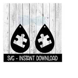 Earring SVG, Teardrop Autism Awareness Earrings SVG, SVG Files, Instant Download, Cricut Cut Files, Silhouette Cut Files, Download, Print