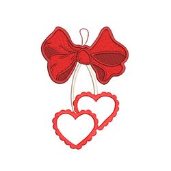 Two Hearts with Bow Machine Embroidery File