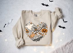 Halloween Doodles Hearth Shirt Png Gift For Halloween Moms, Cute Halloween TShirt Png, Halloween SweatShirt Png, Pumpkin