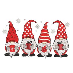 Four Christmas Gnomes Embroidery File