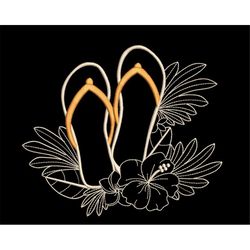 Floral Flip Flops Machine embroidery