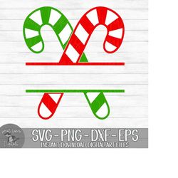 Candy Canes - Instant Digital Download - svg, png, dxf, and eps files included! Christmas, Split Monogram, Name Frame