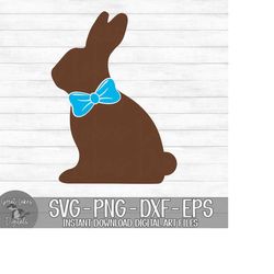 Chocolate Easter Bunny - Instant Digital Download - svg, png, dxf, and eps files included! Boy, Blue Bowtie, Chocolate B