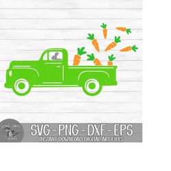 Easter Truck - Instant Digital Download - svg, png, dxf, and eps files included! Vintage Truck, Truck & Carrots