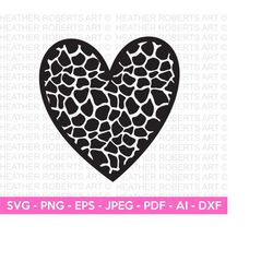 Giraffe Pattern Heart Svg, Heart SVG, Hand-drawn Heart svg, Valentine Heart svg, Heart Shape, Patterned Heart, Cut Files