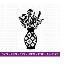 Vase of Flowers Svg. Plants SVG, Flower SVG, Plant Lover SVG, Plant Doodle svg, Hand Drawn Plants svg, Cut File for Cric
