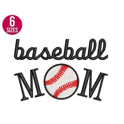 baseball mom embroidery design, baseball fan, mom gift, machine embroidery file, instant download