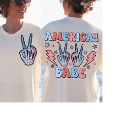 American Babe SVG/Png, 4th of July Png, Retro Png, Retro Smiley Face Png, USA Png, American Png, Fourth of July Shirt Design, Sublimation