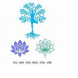 Yoga Symbols SVG, Spiritual Yoga SVG , Lotus Flower Svg,Zentangle Mandala Svg Yoga , Svg, eps,png, Silhouette Files, Cri